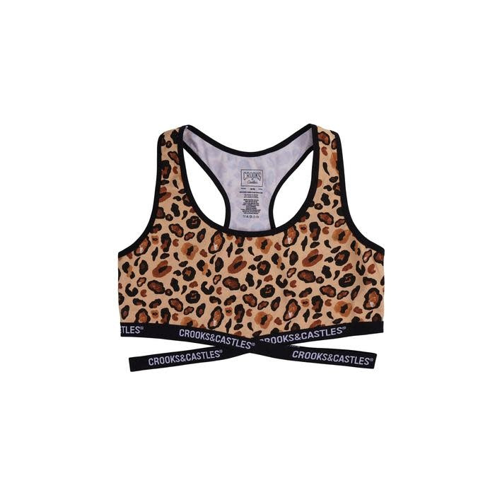 Cheetah AOP Criss Cross Bra