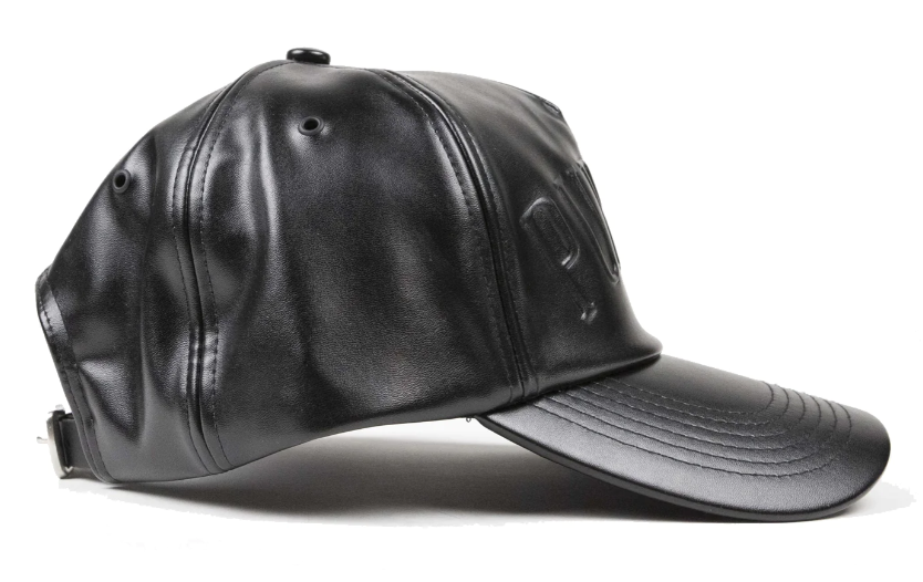 PURPLE Brand 5 Panel Leather Cap 'Black'