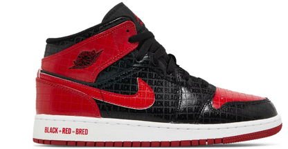 Air Jordan 1 Mid SS GS 'Black + Red = Bred' 5.5Y