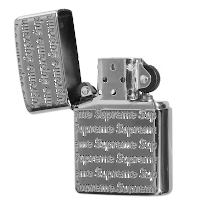 Supreme Repeat Engraved Zippo Silver