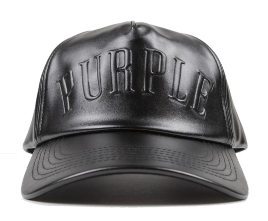 PURPLE Brand 5 Panel Leather Cap 'Black'